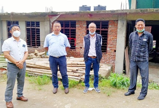 Joint Secretary and officials of Soil and Water Conservation Department during the inspection of the on-going construction of the Soil Testing Laboratory in Kohima. (DIPR Photo)